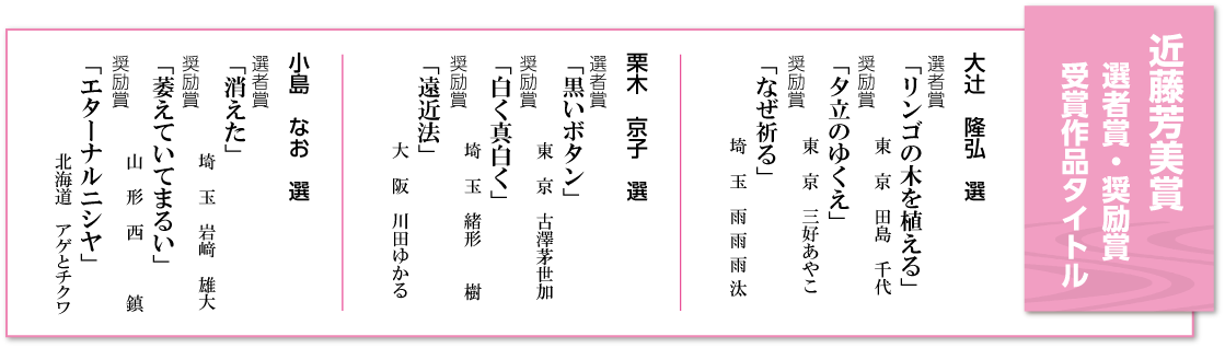 近藤芳美賞 選者賞・奨励賞 受賞作品タイトル