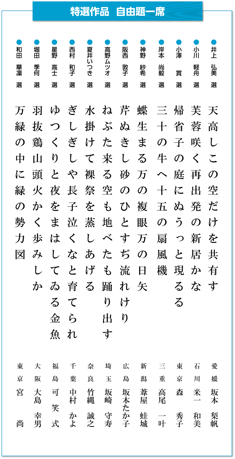 特選作品 自由題一席