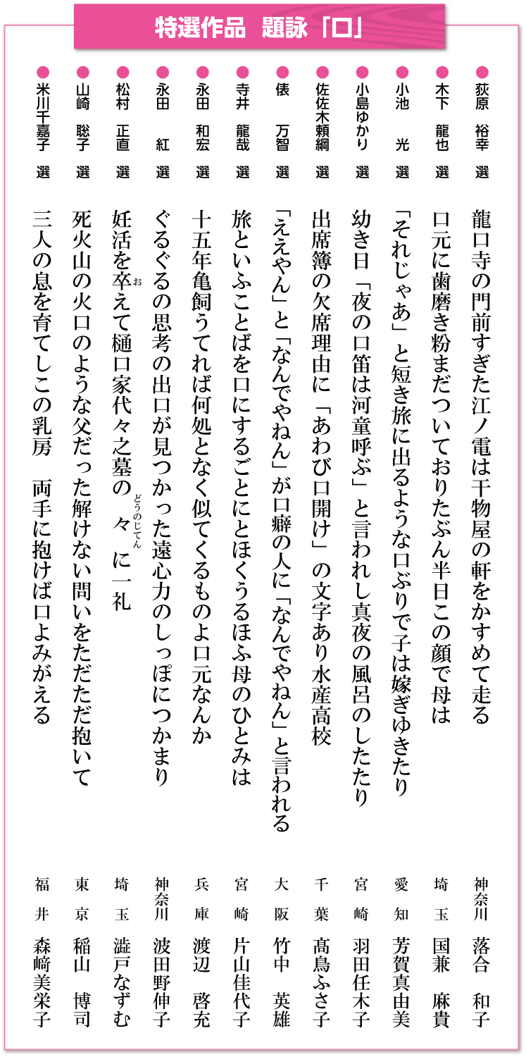 特選作品 題詠「口」