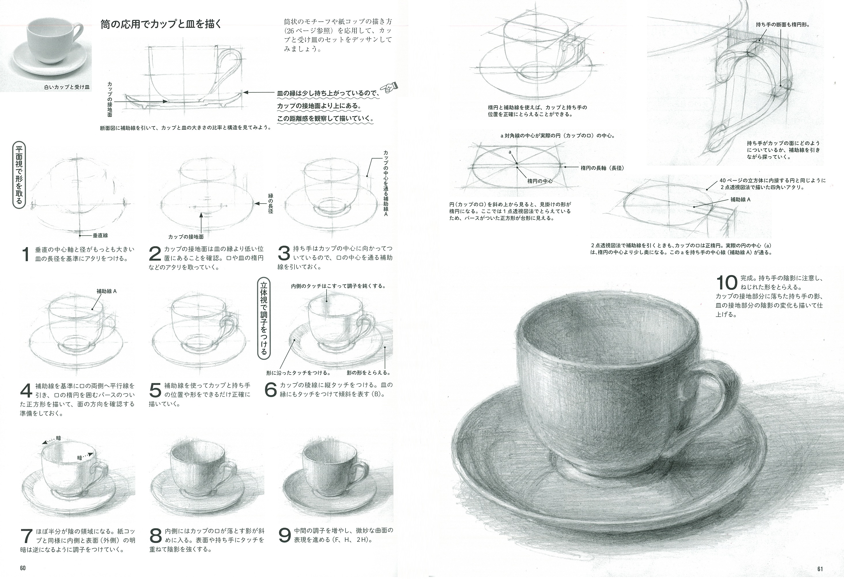 まずは輪郭を捉えてから立体感を出していく過程をていねいに解説