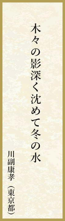 木々の影深く沈めて冬の水 川副康孝（東京都）